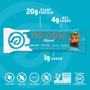 No Cow High Protein Bars, Chocolate Salted Caramel - Healthy Snacks, 20g Vegan Protein, High Fiber, Low Sugar, Keto Friendly, Dairy & Gluten Free (12 Count)