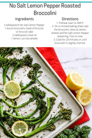 No Salt Lemon Pepper- 5.3 oz. Jar (Pack of 2) You won’t even miss the salt. Bright lemon flavor with spicy black pepper and a hint of garlic, onion and red bell pepper.