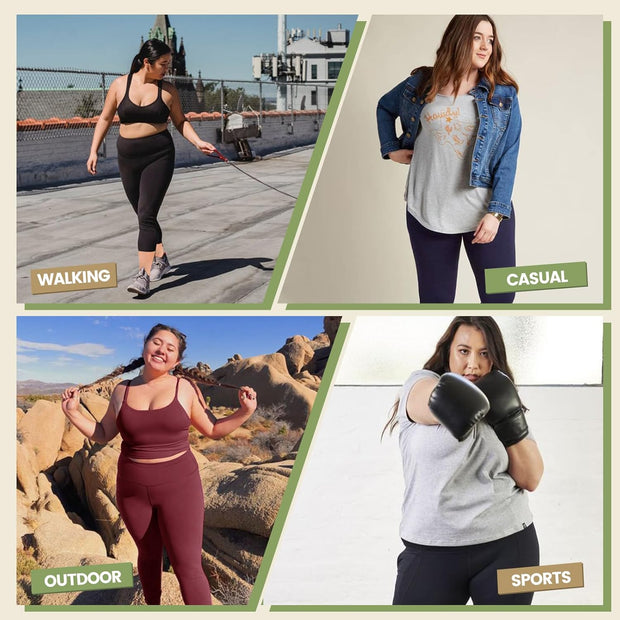 HLTPRO 3 Pack Plus Size Leggings with Pockets for Women - Black High Waisted Tummy Control Soft Yoga Pants for Gym Workout