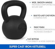 Yes4All Kettlebell Cast Iron Sets 5 - 10 - 15 - 20 - 25 - 30 lbs, Multi-Level from Beginners to Pros Kettlebell Set for Strength Training & Home Gym Equipment