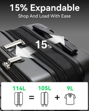 LUGGEX 28 Inch Luggage with Spinner Wheels, Expandable PC Hard Shell Checked Suitcase with Front Opening, Lightweight (Charcoal Metallic, 28 Inch)