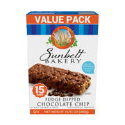 Sunbelt Bakery Fudge Dipped Chocolate Chip Chewy Granola Bars, Value Pack, 15 Count (Pack of 1)
