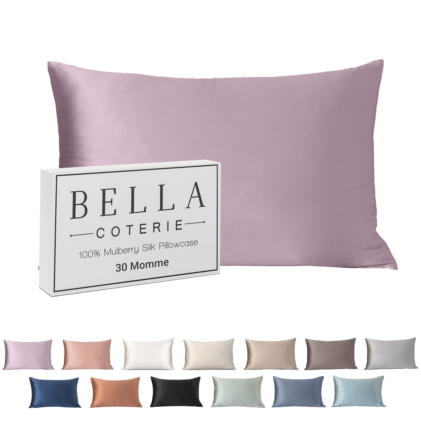 Bella Coterie Luxury Silk Pillowcase for Hair and Skin | 30 Momme | 100% Pure 6A Mulberry Silk | Super Soft | Perfectly Plush [Queen, White]