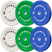 Olympic Rubber Bumper Weight Set - 2 Inch Barbell Plates for Home Gym Strength Training