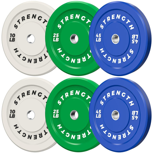 Olympic Rubber Bumper Weight Set - 2 Inch Barbell Plates for Home Gym Strength Training