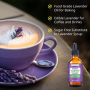 Kate Naturals Lavender Extract for Baking, Drinks, Coffee, Lattes. Food Grade Lavender Oil for Flavoring & Cooking (1oz, Sugar Free)