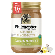 Philosopher Foods - Naked Creamy Organic Sprouted Almond Butter - 16 oz - Stone Ground Regenerative Organic Creamy Almond Nut Butter No Sugar Added