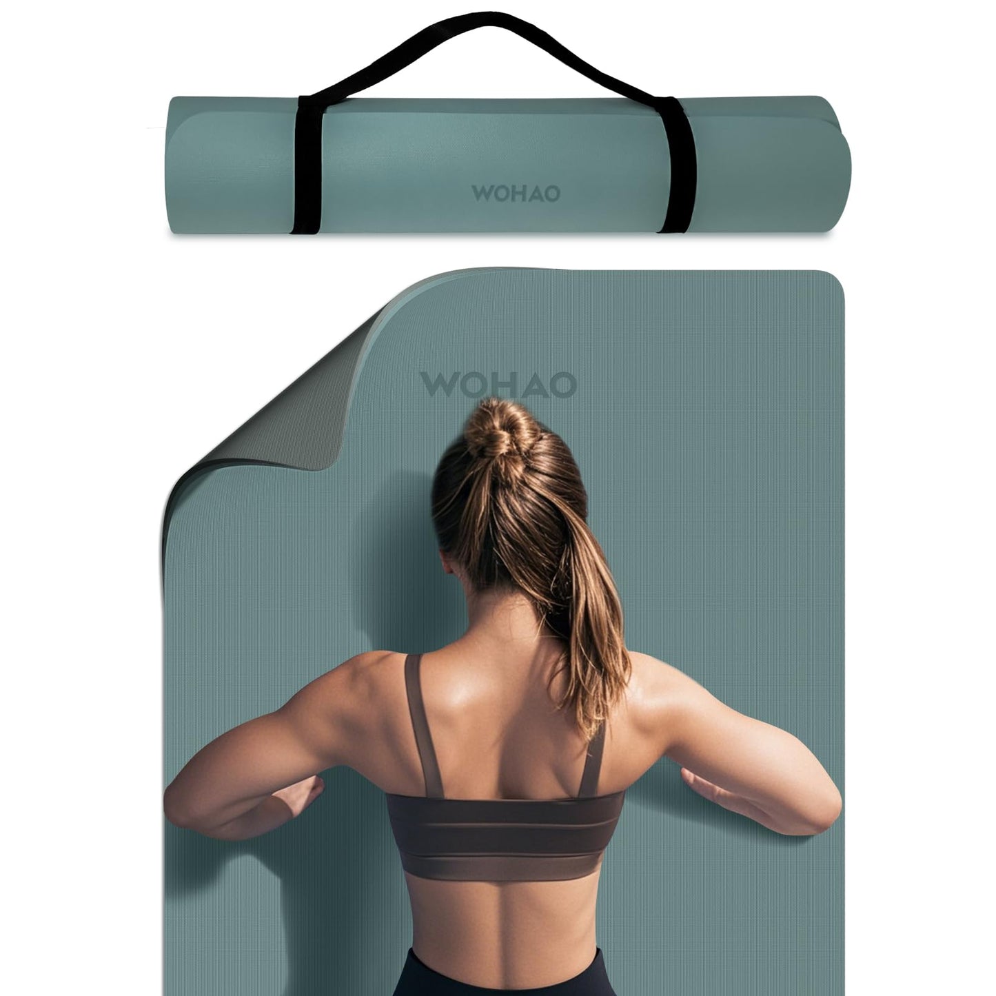 Extra Thick 8mm Yoga Mat for Women & Men – 72"x28" Non-Slip 2-Sided (Dual Color) Exercise Mat – Thick Yoga Mat for Home Gym, Pilates, Stretching – Includes Carrying Strap, Non-Toxic & Odorless