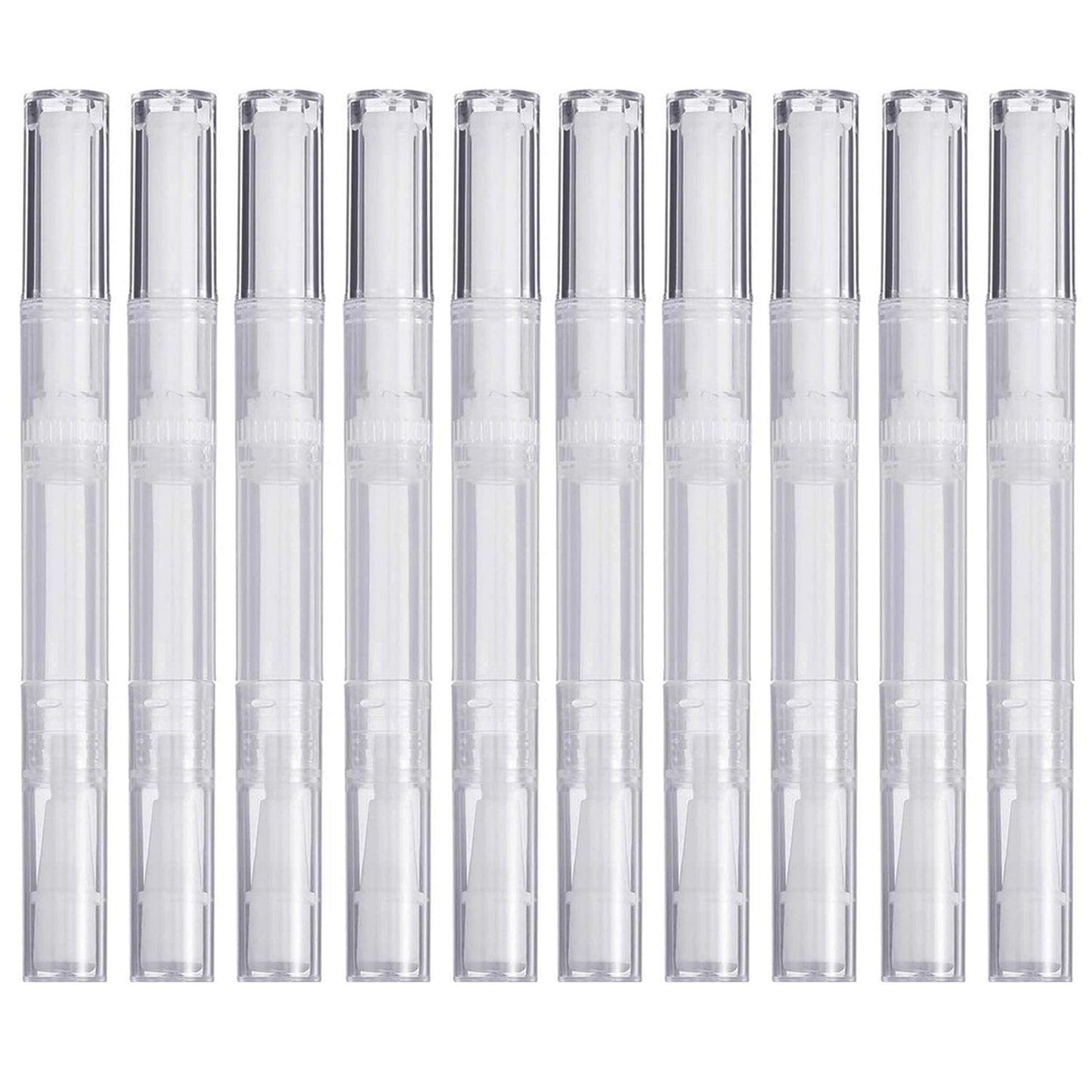 10 Pack 3 ML Transparent Twist Pens, Empty Cuticle Nail Oil Pen with Brush Tip, Cosmetic Lip Gloss Containers Applicators Eyelash Growth Liquid Tube