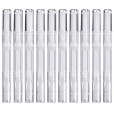 10 Pack 3 ML Transparent Twist Pens, Empty Cuticle Nail Oil Pen with Brush Tip, Cosmetic Lip Gloss Containers Applicators Eyelash Growth Liquid Tube