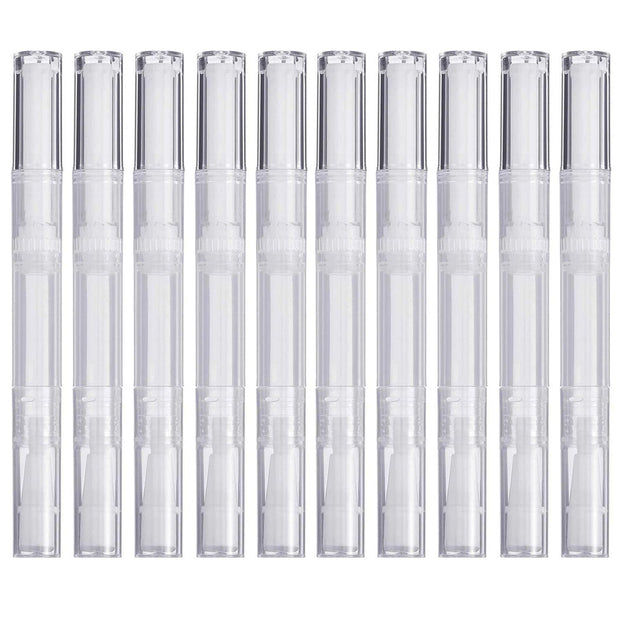 10 Pack 3 ML Transparent Twist Pens, Empty Cuticle Nail Oil Pen with Brush Tip, Cosmetic Lip Gloss Containers Applicators Eyelash Growth Liquid Tube