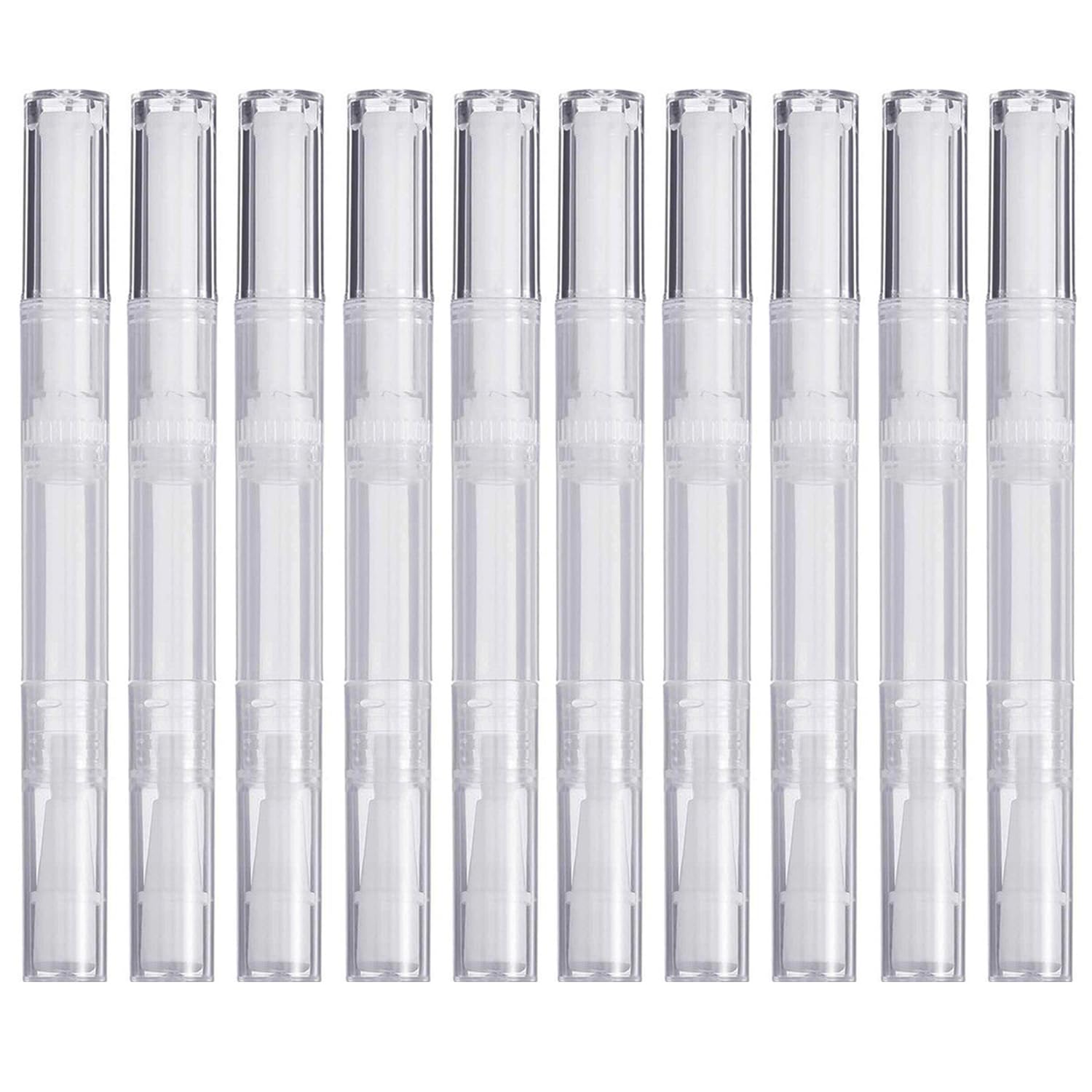 10 Pack 3 ML Transparent Twist Pens, Empty Cuticle Nail Oil Pen with Brush Tip, Cosmetic Lip Gloss Containers Applicators Eyelash Growth Liquid Tube