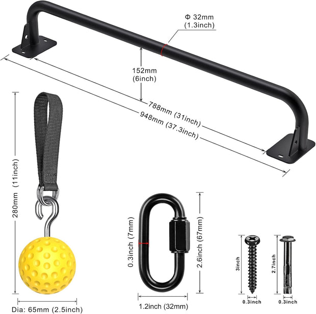 SELEWARE Heavy Duty Welded Pull Up Bar, Versatile Doorway Wall Mount, Joist Mounted, and Ceiling Mounted Chin Up Bars, Thick Metal Sturdy Construction for Full Body Workouts Support 500 lbs