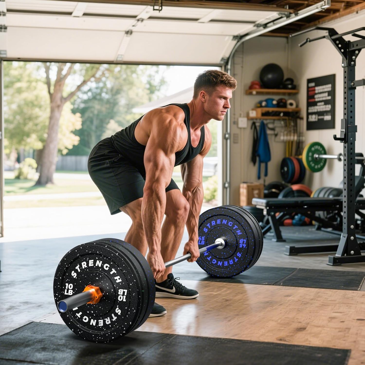 2-Inch Bumper Plates, Barbell Rubber Olympic Weight Plates Set for Home Gym Strength Training, 20-260lbs, Multiple Options