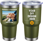 Personalized Custom Tumbler Print in USA 24 Pcs 30oz Stainless Steel Coffee Cup with Lid & Straw Double Wall Insulated Tumbler with Colorful Text Logo Photo