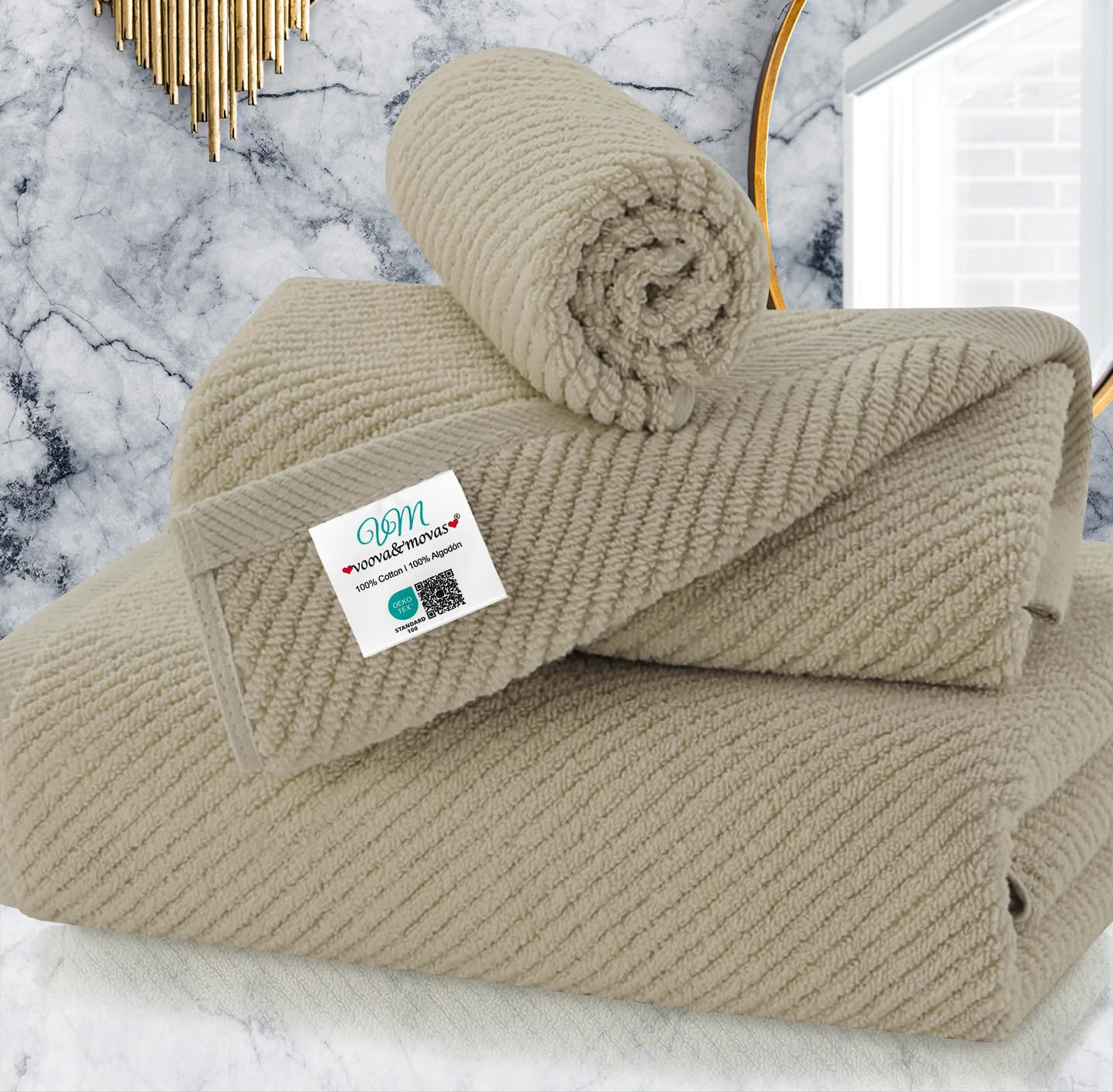 VOOVA & MOVAS Bathroom Hand Towels Set of 4, Large 18"x28" - 100% Cotton | Quick Dry | Light Weight | Thick | Soft | Absorption, Luxury Hand Towels for Showering, Hot Pink Bathroom Decor
