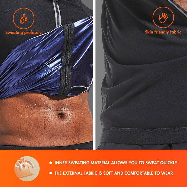 Sauna Suit for Men Sweat Jacket Sweating Shirts Long Sleeve Workout Suits Body Shaper for Gym Exercise Fitness