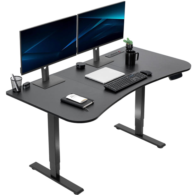 VIVO Electric 63 x 32 in Standing Desk, Memory Height Adjustment, 176 lb Frame Support, 2E Series, Black Top Black Frame, DESK-KIT-2E1B