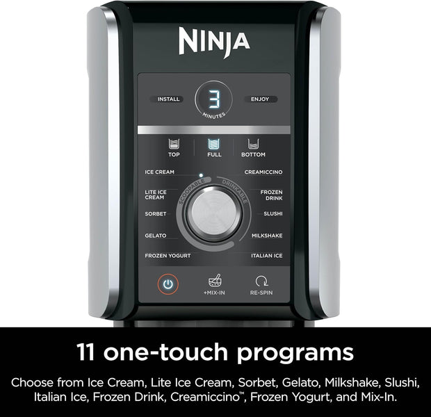 Ninja CREAMi Deluxe Ice Cream & Frozen Treat Maker for Ice Cream, Sorbet, Milkshakes, Frozen Yogurt, & More, 11-in-1, XL Capacity, Silver, Includes (2) Family-Sized 24 oz. Tubs, NC501