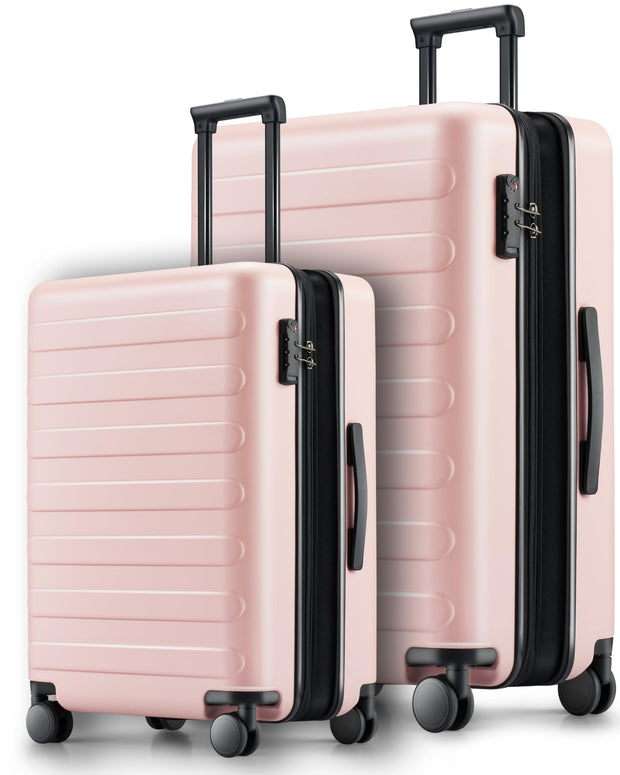 NINETYGO Carry On Luggage 22x14x9 Airline Approved, 20 Inch Luggage with Smooth Spinner Wheels, Lightweight, Hard Shell PC Suitcase Carry-On, Travel Luggage, TSA Approved (Pink, Rhine Basic)