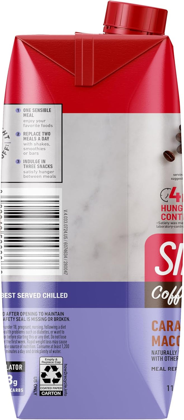 SlimFast Protein Shake with Caffeine, Caramel Macchiato- 20g Protein, Meal Replacement Shakes, High Protein with Low Carb and Low Sugar, 24 Vitamins and Minerals, 12 Count (Pack of 1)