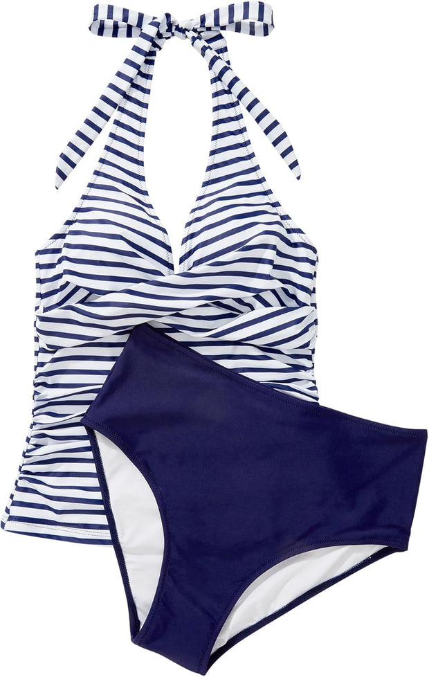 SUUKSESS Women Sexy Halter Tankini Bathing Suit Slimming Tummy Control Swimsuit