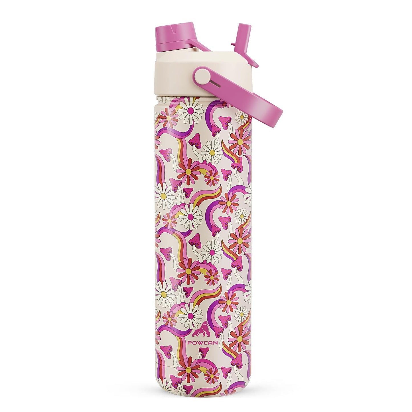 26 oz Insulated Water Bottle with 2-in-1 Straw and Spout Lid, Keep Cold 24H, Leak-Proof, Fits in Car Cup Holder, Stainless Steel Water Bottle for Sports, Travel, and School (Cotton Candy)