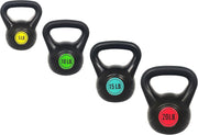 ​Wide Grip 3-Piece Kettlebell Exercise Fitness Weight Set, Include 5 lbs, 10 lbs, ​15 lbs​ and 20 lbs, Set of 3 or Set of 4