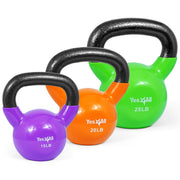 Yes4All Kettlebell Set Vinyl Coated Weights Combo for Full Body Workout Equipment Push up, Grip Strength Training, Dumbbell Weights Exercises