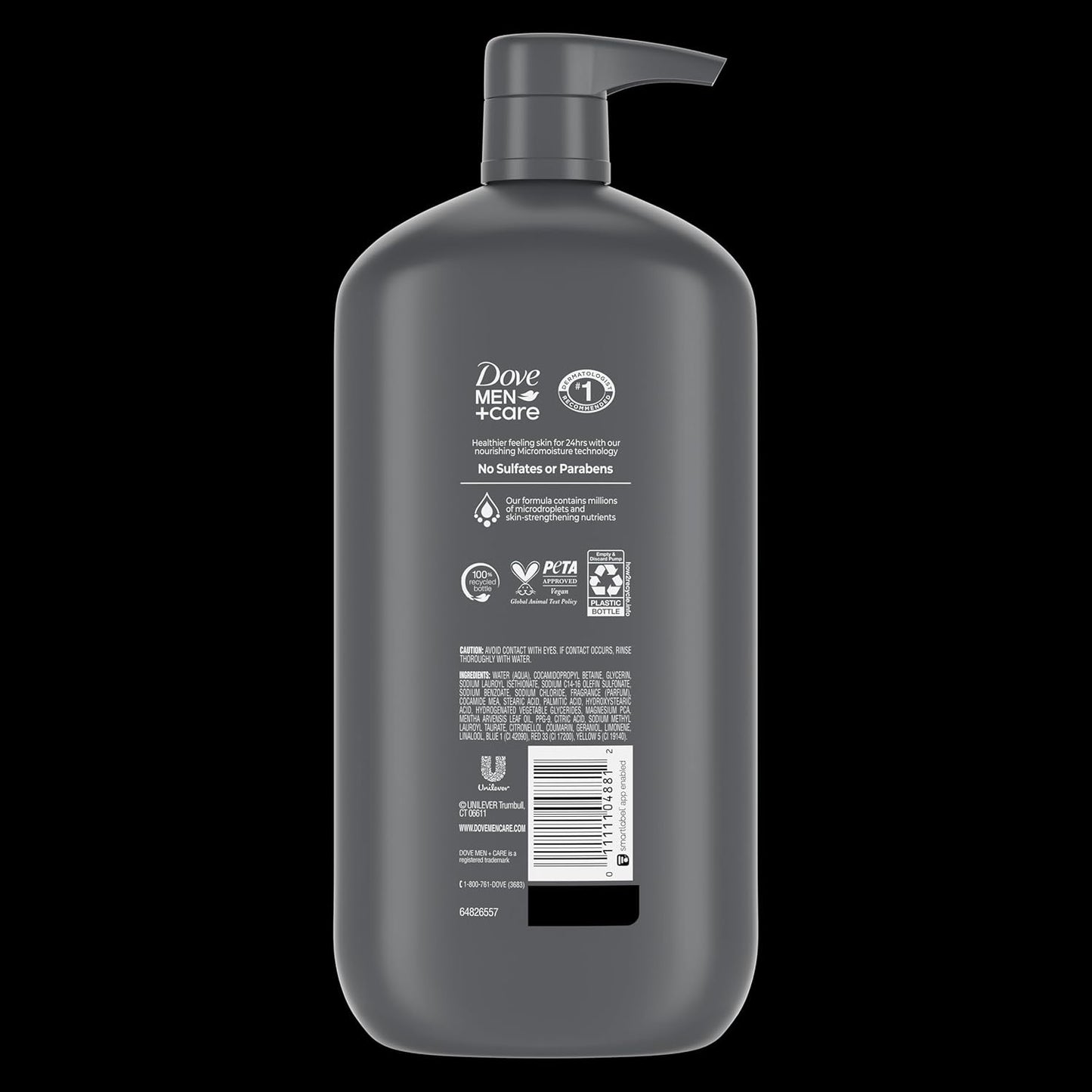 DOVE MEN + CARE Body and Face Wash with Wild Mint Oil, Invigorating Revive 3N1 with 24-Hour Nourishing Micromoisture Technology, 30 oz 3 Count