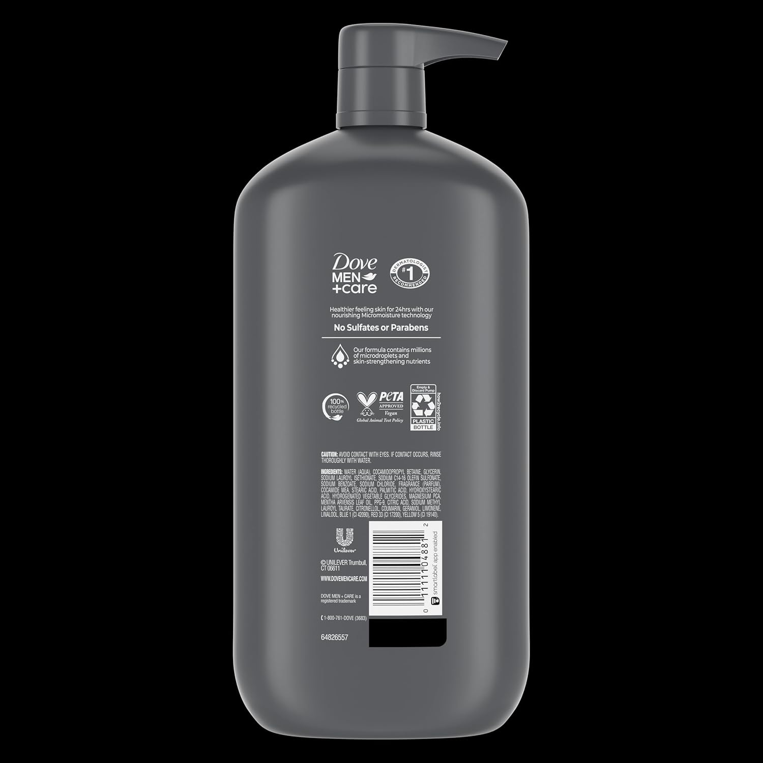 DOVE MEN + CARE Body and Face Wash with Wild Mint Oil, Invigorating Revive 3N1 with 24-Hour Nourishing Micromoisture Technology, 30 oz 3 Count