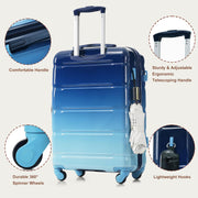 Merax 3 Luggage Sets, ABS Hardshell Suitcase Spinner Wheels with USB Port TSA Lock, Blue and Navy, 20/24/28 Inch