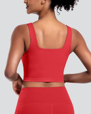 Womens Sports Bras 5 Packs - Square Neck Longline Workout Crop Tank Tops Padded Yoga Camisole with Built in Pads