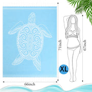 Tranqun 2pcs Oversized Beach Towel Blanket Turkish Giant Sandproof Towel XXL 66 x 71 Spacious Microfiber Lightweight Sand Towels Picnic Park Summer Travel Camping for Adult(Whale,Blue)