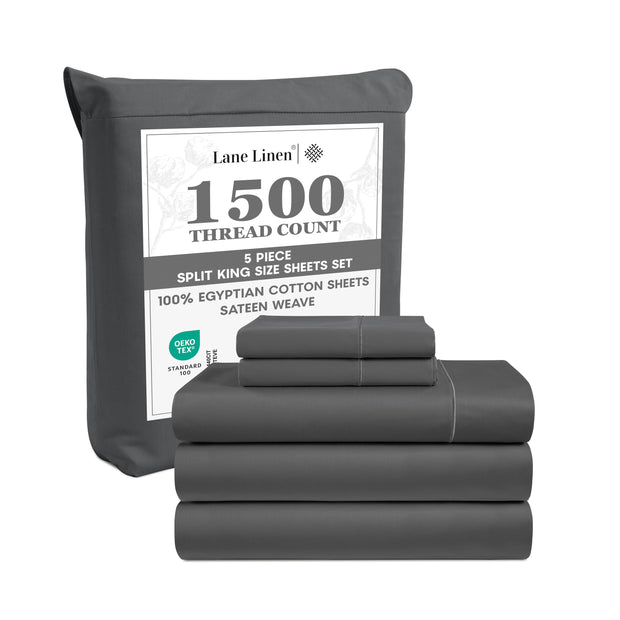 LANE LINEN 100% Egyptian Cotton White Sheets King Size - 1500 TC, 4 Pc - Luxury Sateen Weave Cotton King Size Sheets Set - 15" Extra Deep Pocket King Sheets Sets - White Bed Sheets