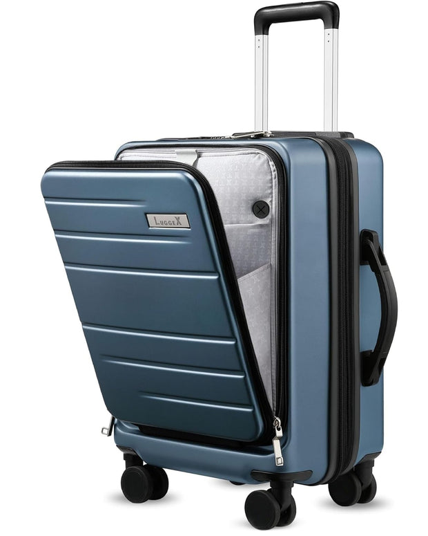 LUGGEX 28 Inch Luggage with Spinner Wheels, Expandable PC Hard Shell Checked Suitcase with Front Opening, Lightweight (Charcoal Metallic, 28 Inch)