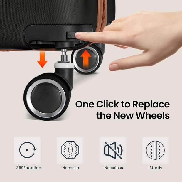 Luggage Sets 3 Piece with Spinner Wheel, Hardside Suitcase Set with TSA Lock, Expandable Lightweight Travel Luggage for Men and Women, Black