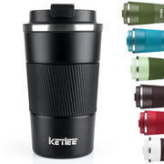 KETIEE Travel Coffee Mug Spill Proof 12oz, Insulated Reusable Coffee Cups with Seal Lid, Vacuum Stainless Steel Travel Mug to Go Car Tumbler for Hot/Ice Drinks (Grey)