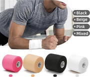 OK TAPE Pre Wrap Tape (4-Rolls) - Athletic Foam Underwrap for Sports, Protect for Ankles Wrists Hands and Knees, 2.75 Inches x 30 Yards - Black/Pink/Beige/White