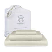 Threadmill Luxury 100% Cotton King Size Sheets Set- 800 Thread Count Jacquard Celine Hotel White, Better Than Egyptian Cotton,4 Pc Striped Bed Set, Damask Bed Sheets with 16" Deep Pocket