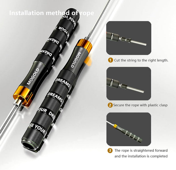 Pro Adjustable Speed Jump Rope - 10ft 4mm PVC Steel Wire with Dual Ball Bearings & 360° Spin - Metal/Rubber Ergonomic Grips for CrossFit, HIIT, Weight Loss, Home Gym Workouts for Men & Women