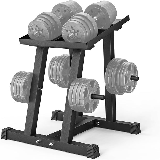 PAPABABE Adjustable Dumbbell Stand with 1 inch Plate Tree, Heavy-Duty Dumbbell Column Rack with 500LB Capacity - Compact Space-Saving Design, Anti-Tip Base & Ergonomic Height for Home Gym Organization