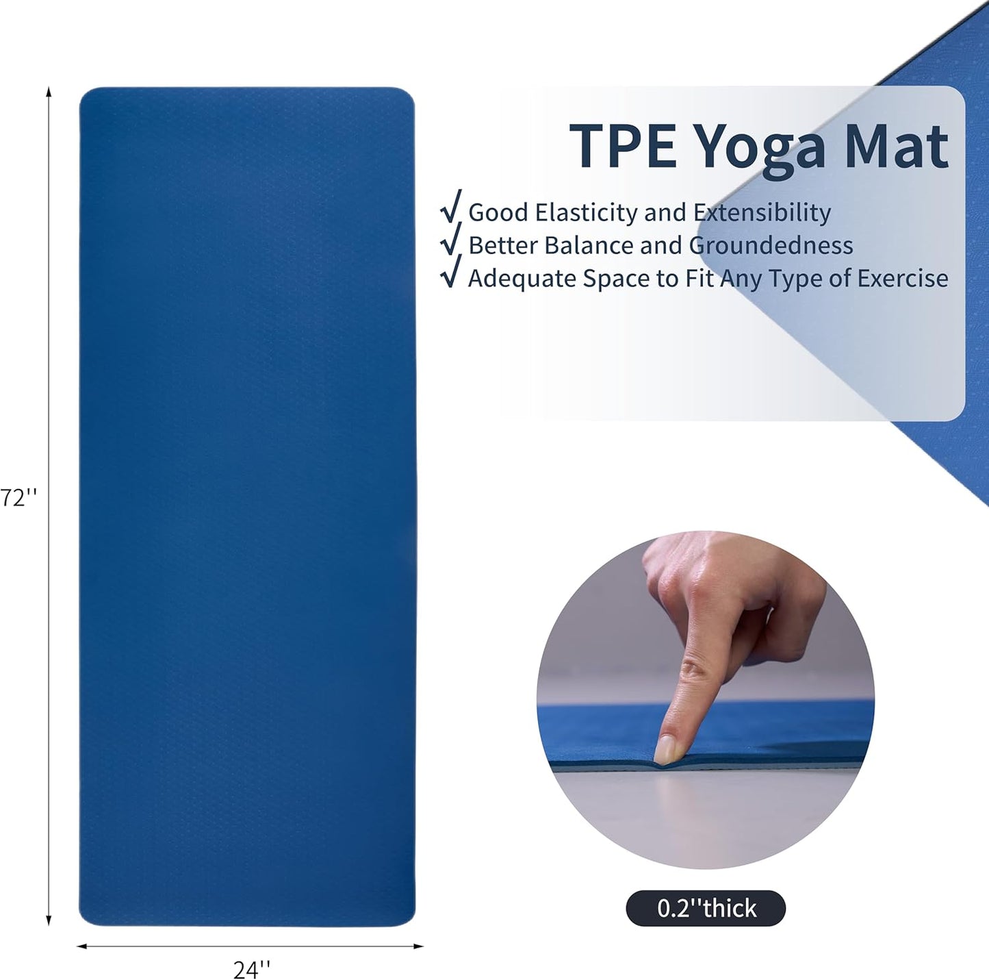 FLEXISPOT Yoga Mat, Exercise Yoga Mat with Non-Slip Design, Professional TPE Exericise Mat, Multi-Purpose Workout Mat for Women, Pilates Fitness and Floor Exercises.
