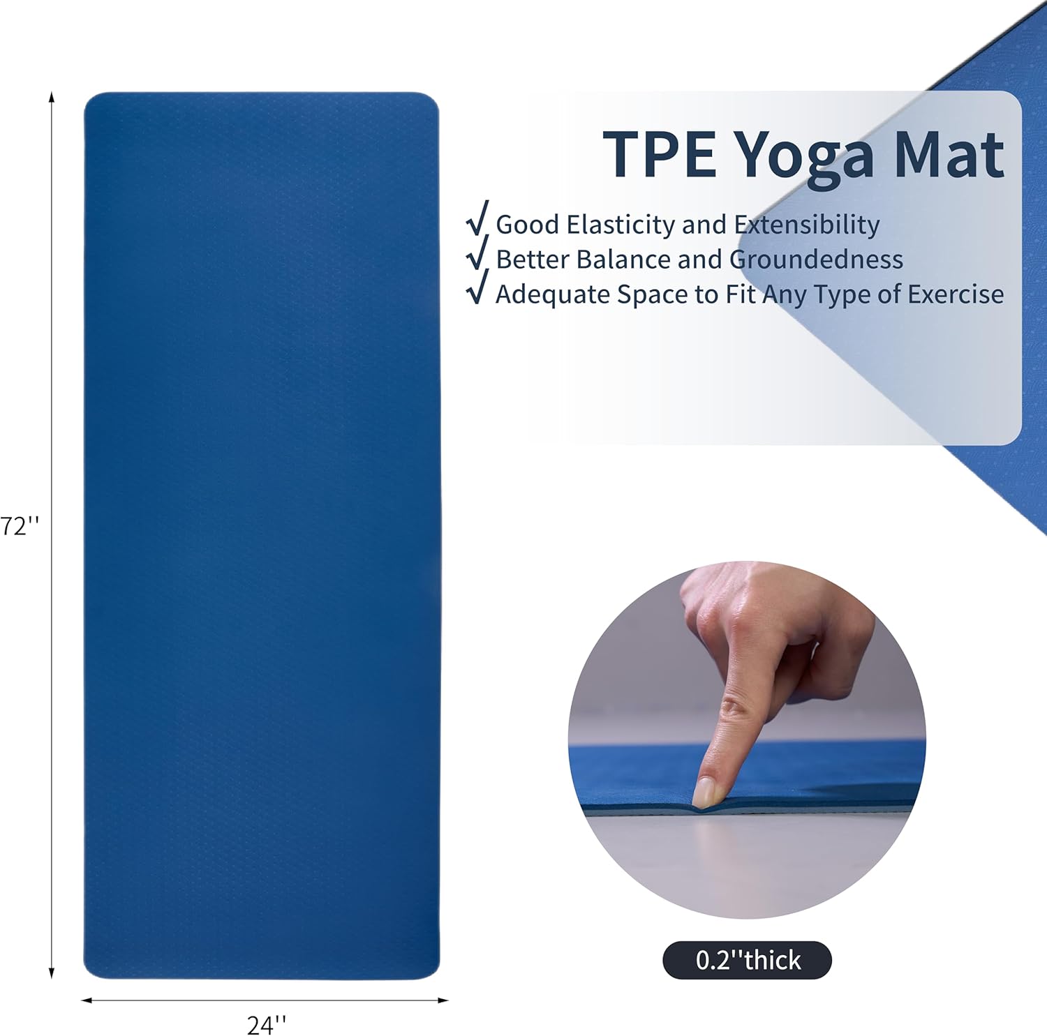 FLEXISPOT Yoga Mat, Exercise Yoga Mat with Non-Slip Design, Professional TPE Exericise Mat, Multi-Purpose Workout Mat for Women, Pilates Fitness and Floor Exercises.