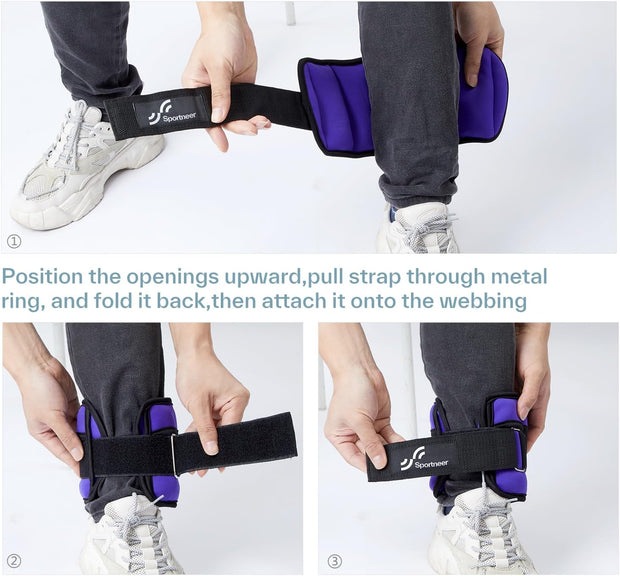 Sportneer Adjustable Ankle Weights for Women and Men 7 lbs/Pair Adjustable Leg Weights with Secure Straps, Strength Training Weighted for Yoga, Walking, Running, Aerobics, Gym, Physical Therapy