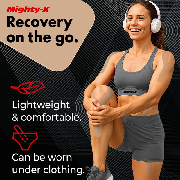 Waterproof Kinesiology Tape - 3 Rolls - Knee Support & Muscle Pain Relief - 16.4 ft Uncut Sports Kinetic Tape for Joint Stability - 50 Instructional Videos