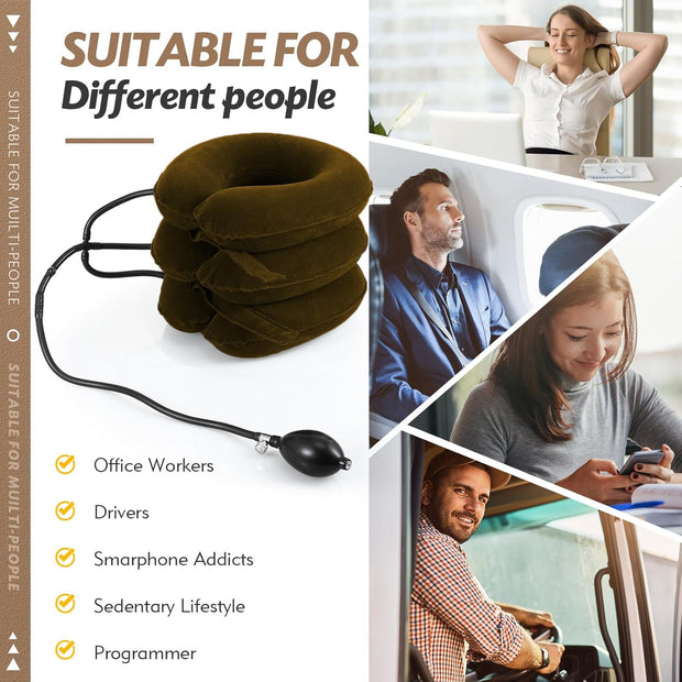 Neck Stretcher, Cervical Traction Device, Neck Traction Device, Neck Pain Relief, Adjustable Inflatable Neck Brace & Neck Stretcher Cervical Traction, Neck Decompression Home Use (Purple)