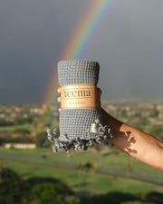 Teema Large Turkish Beach Towel - 100% Turkish Cotton - Sand Free - Fast Drying - Versatile and Multi-Use - The Waffle Weave (Ice)