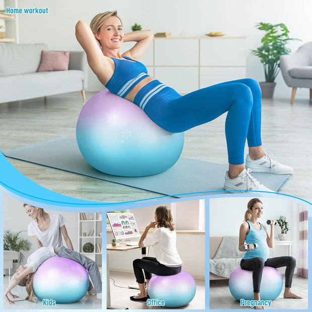 Sportneer Extra Thick Exercise Ball - 25.6''Yoga Ball with Quick Pump - Anti-Burst and Slip Resistant Fitness Ball Chair for Pregnancy and Physical Therapy