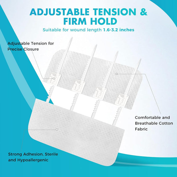 Sutures Butterfly Bandaids - 4 Pcs Laceration Closure Kit - Surgical Laceration Repair Without Sew - Quick Clot -Emergency Wound Closures Device (PU)